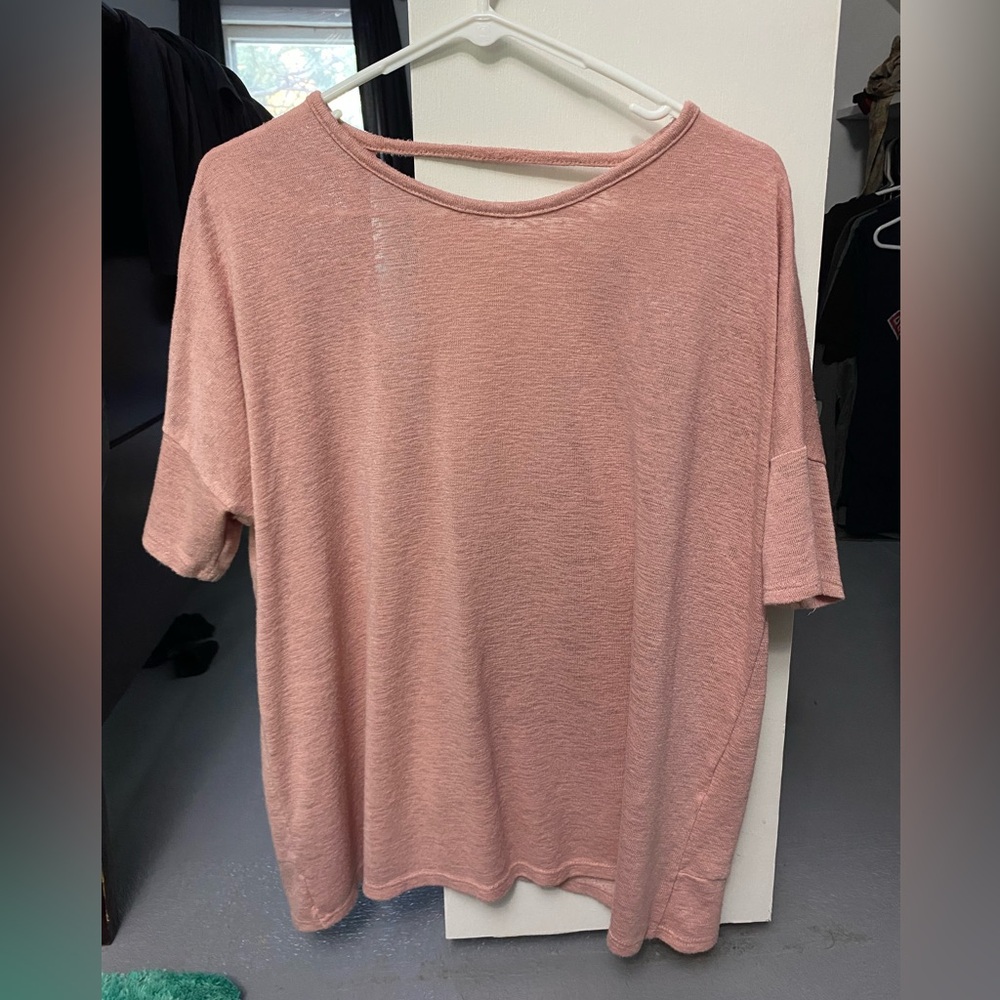 Pink lily open back t shirt